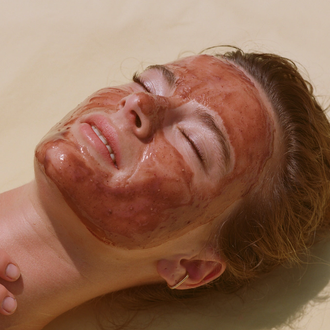 Application of the Dr. Alkaitis Organic Cellular Repair Mask which helps to repair damaged or aging skin.
