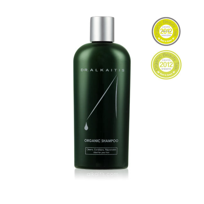 Dr. Alkaitis award winning Organic Herbal Shampoo balances and hydrates hair and scalp for healthy, lustrous hair.